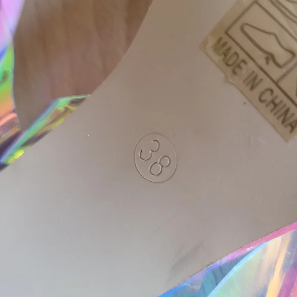 Iridescent Block Heel Sandals Transparent Laser Evening Party - Picture 9 of 9